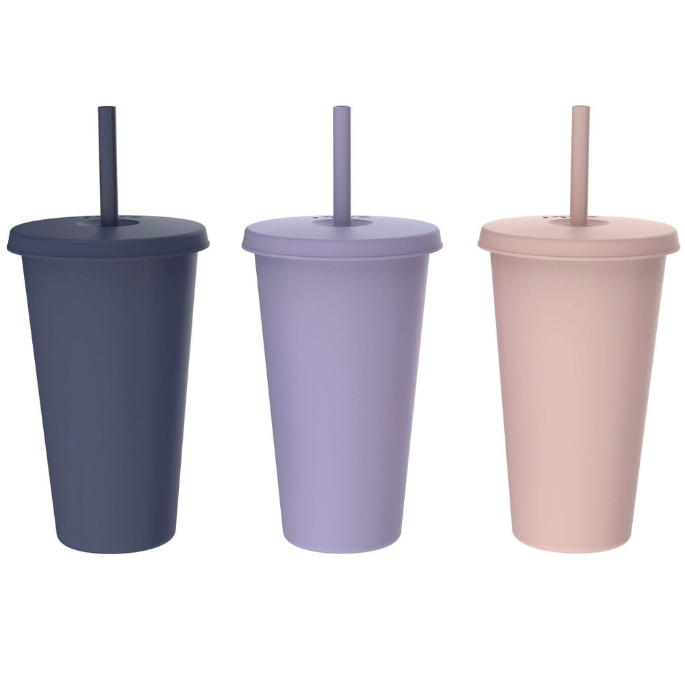 Zak Designs 3pk 25 fl oz Plastic Solid Straw Tumbler Set - Picture 4 of 11
